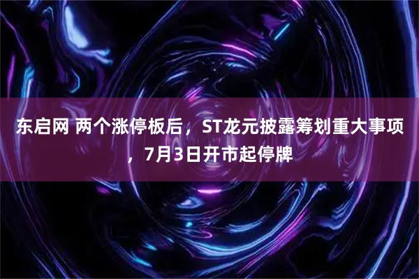 东启网 两个涨停板后，ST龙元披露筹划重大事项，7月3日开市起停牌
